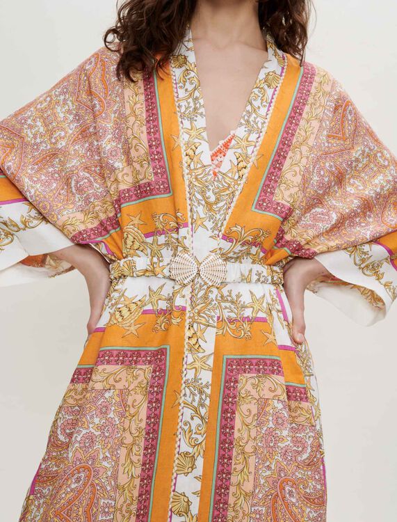 Kimono in lino stampa foulard - Giacche e Giubbotti - MAJE