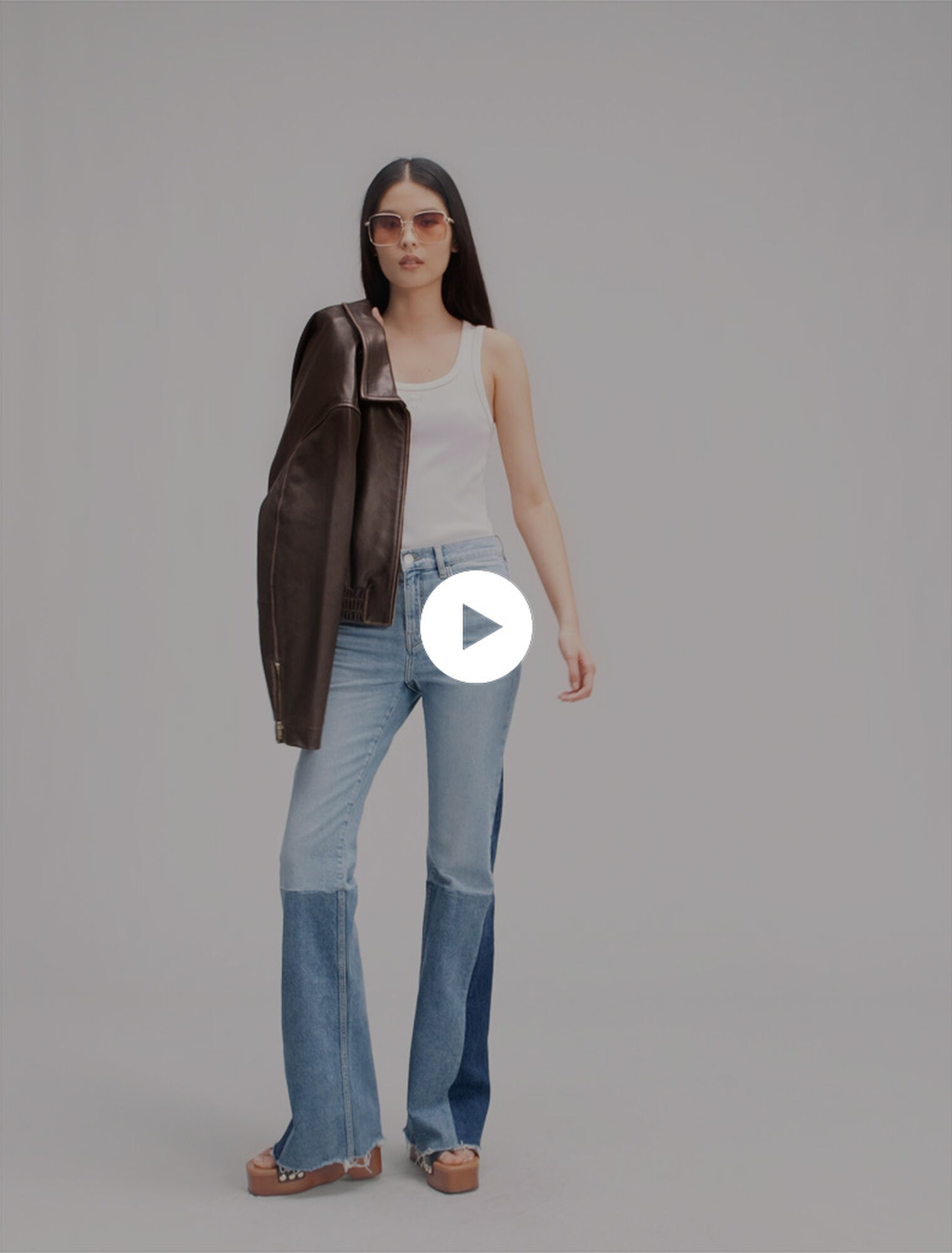 Jeans patchwork tricolore