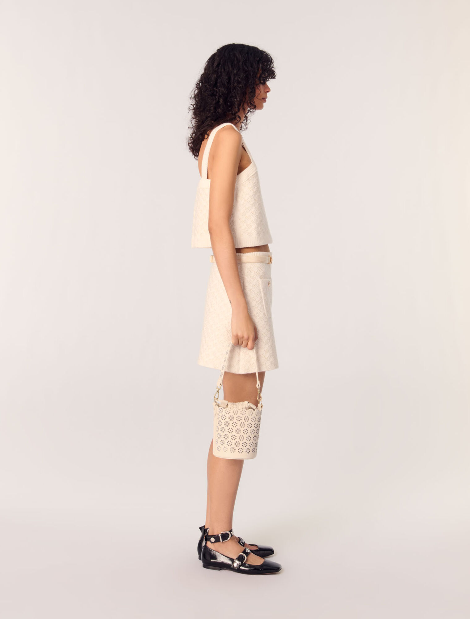 Gonna in maglia con effetto tweed