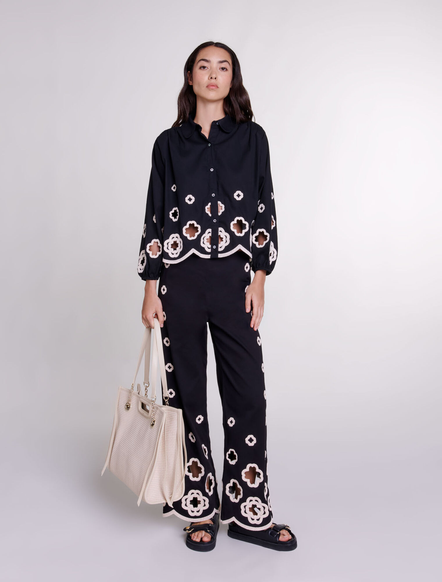 Pantaloni larghi in crochet