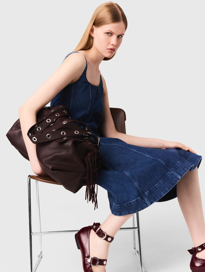 Abito babydoll lungo in denim