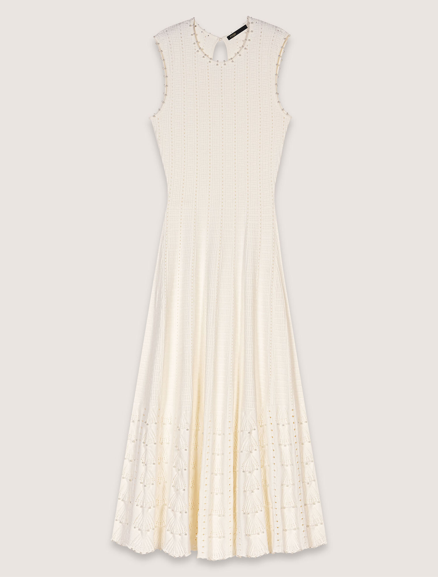 Abito in maglia pointelle con perle
