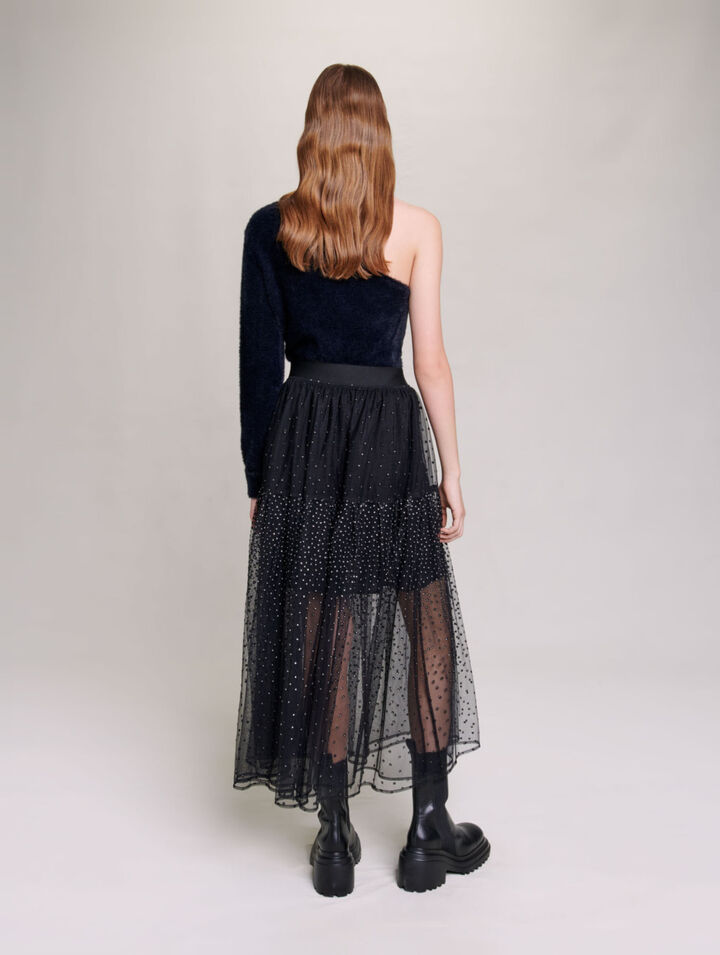 Gonna lunga in tulle a pois glitter