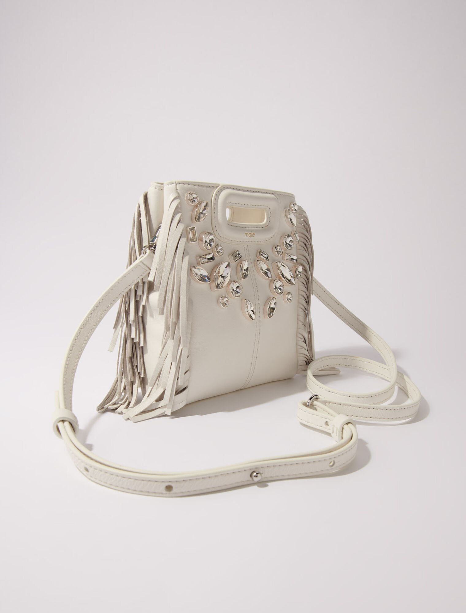 Borsa mini M in pelle con strass