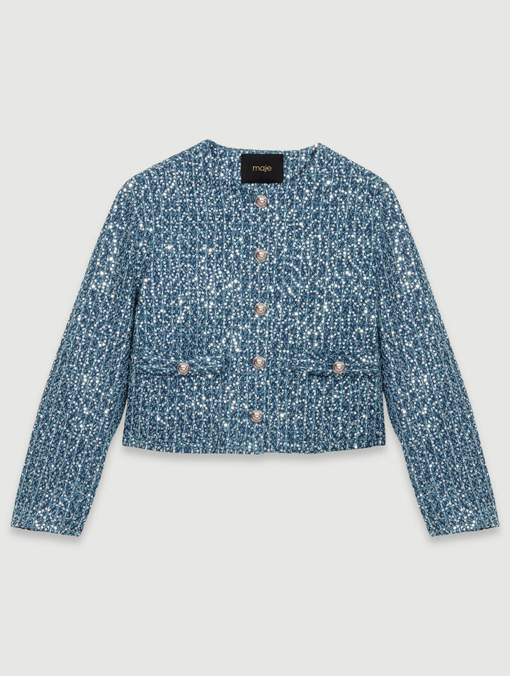 Giacca in tweed ornata con lustrini