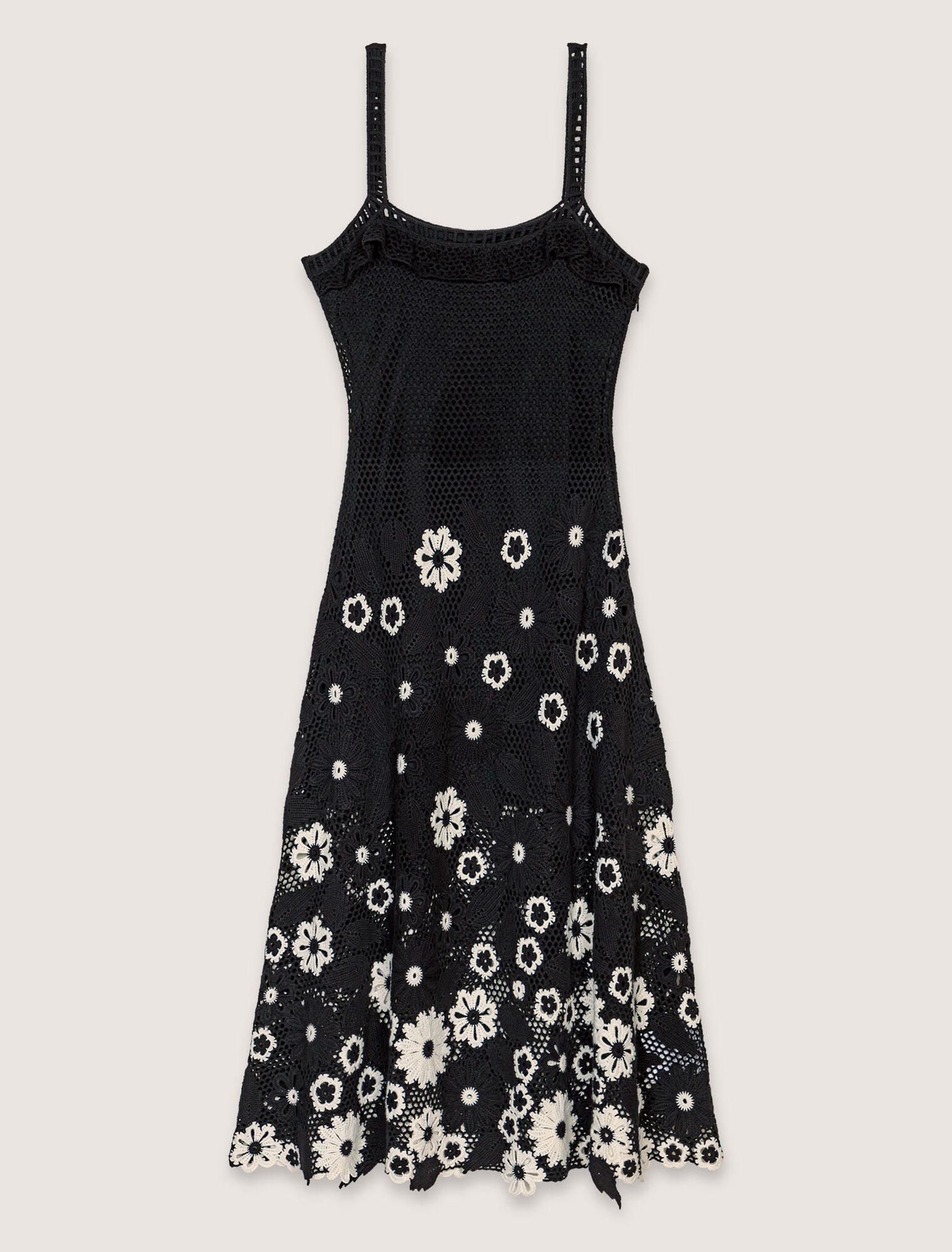 Abito lungo crochet floreale