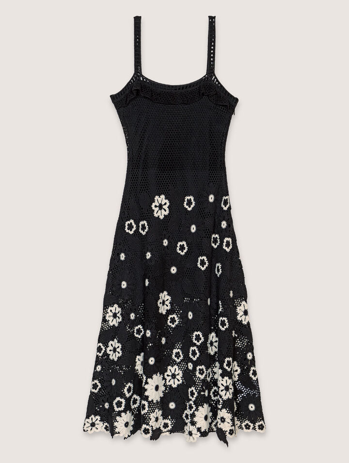 Abito lungo crochet floreale