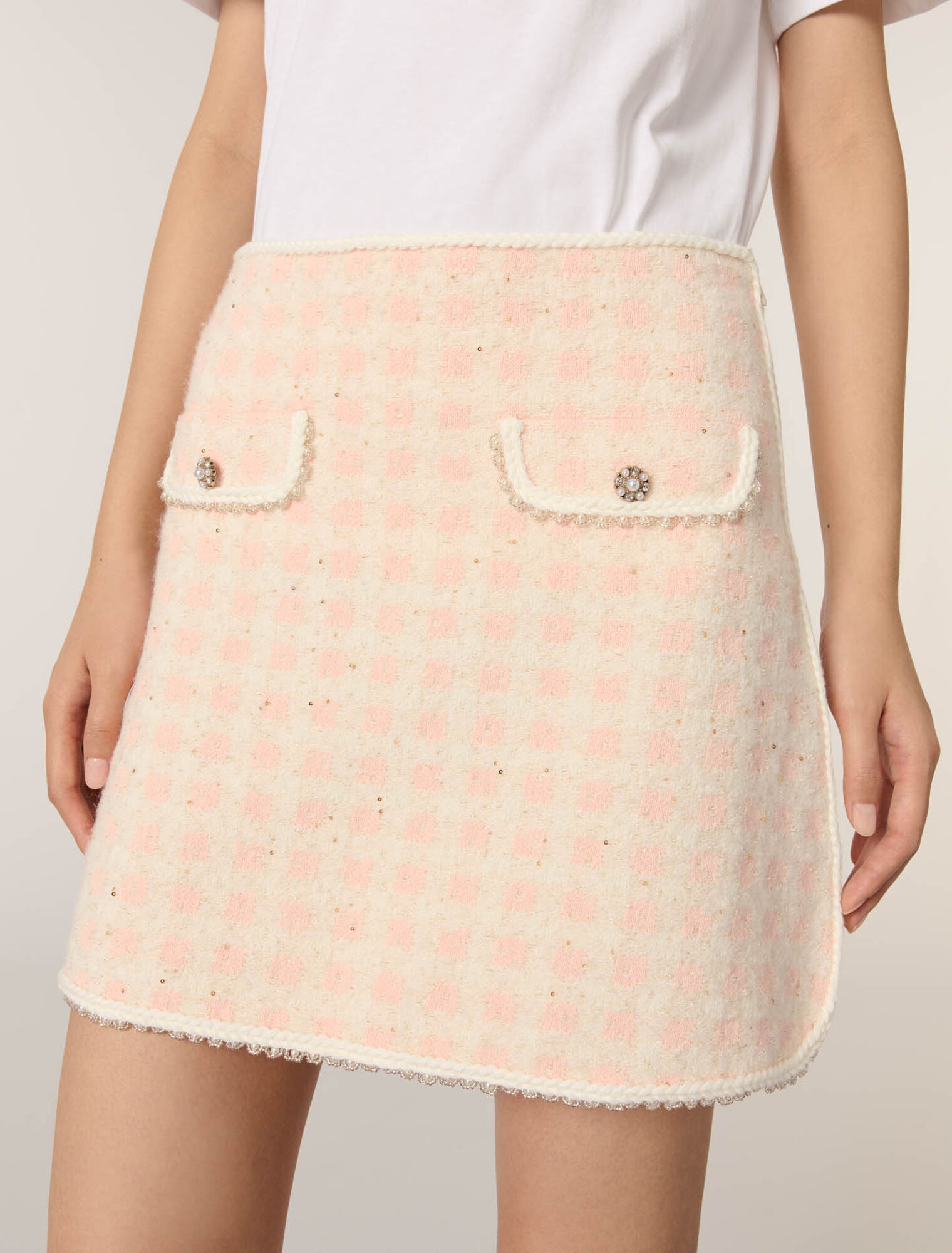 Gonna corta in maglia effetto tweed