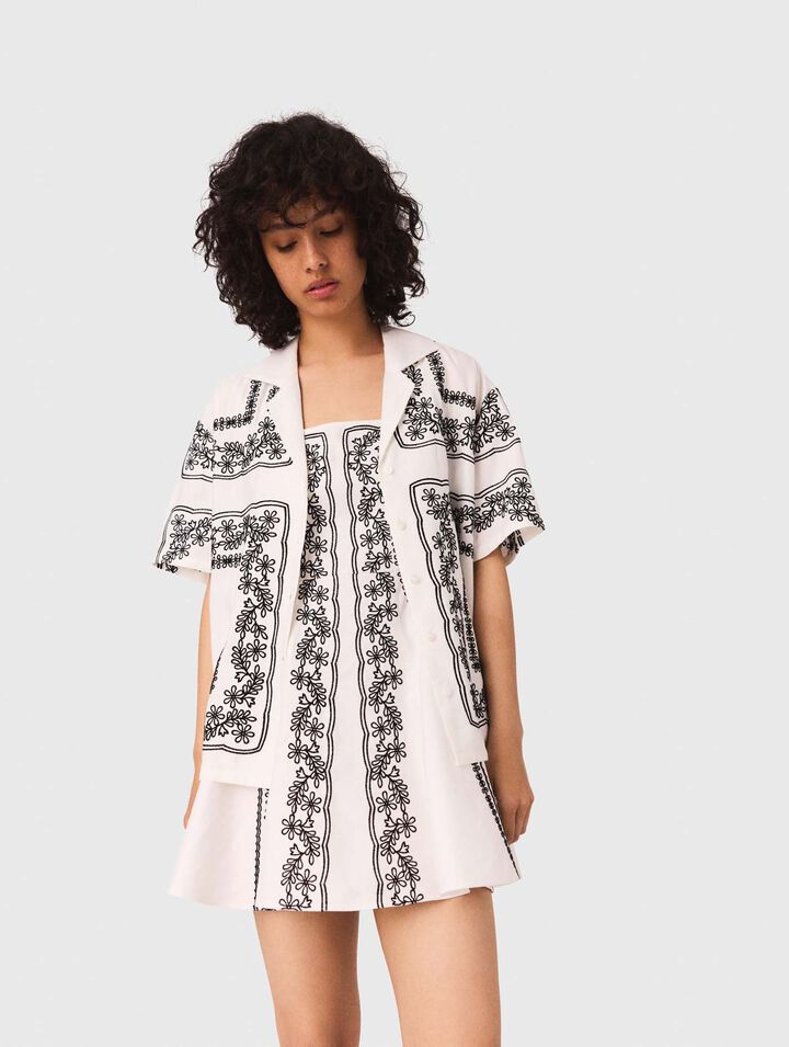Camicia maniche corte ricamata