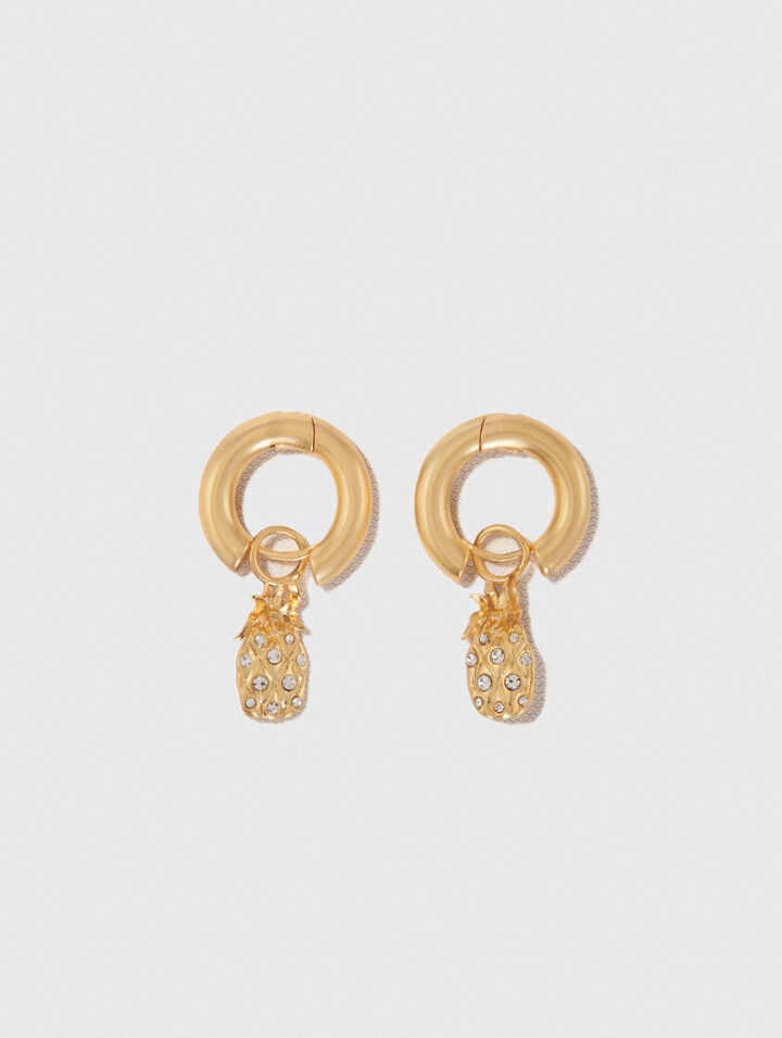 Mini-orecchini cerchi ananas strass