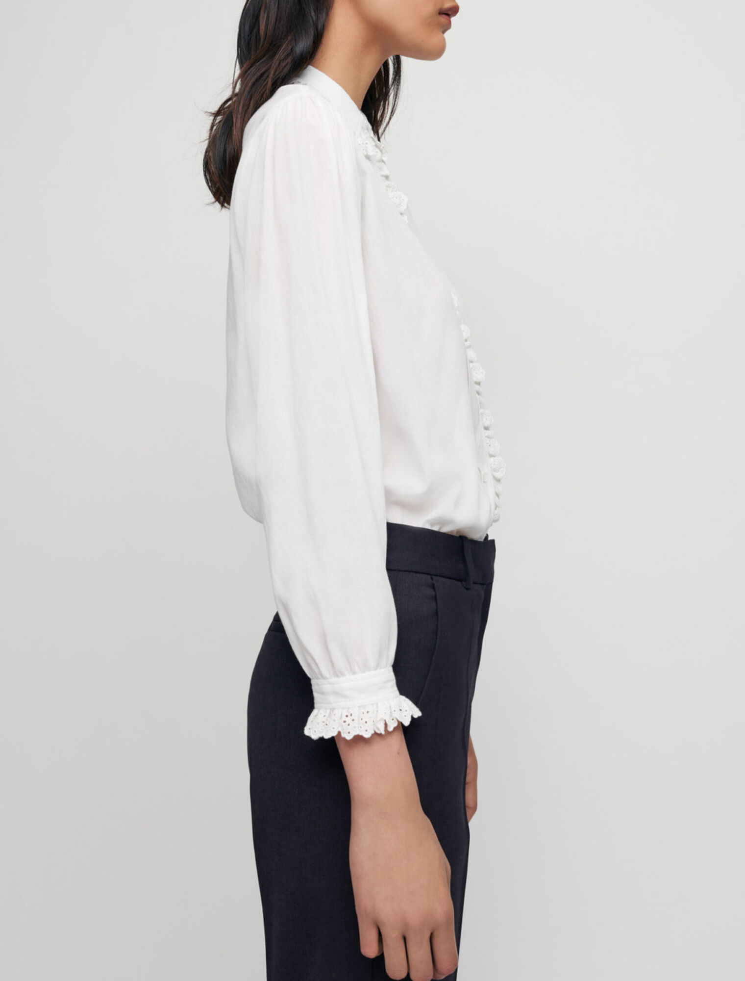 Camicia in voile con colletto Claudine