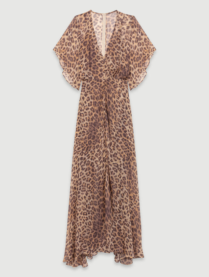 Abito lungo con stampa leopardata