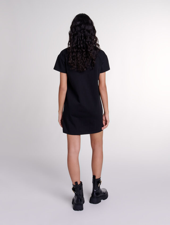 Abito polo con ricami e strass