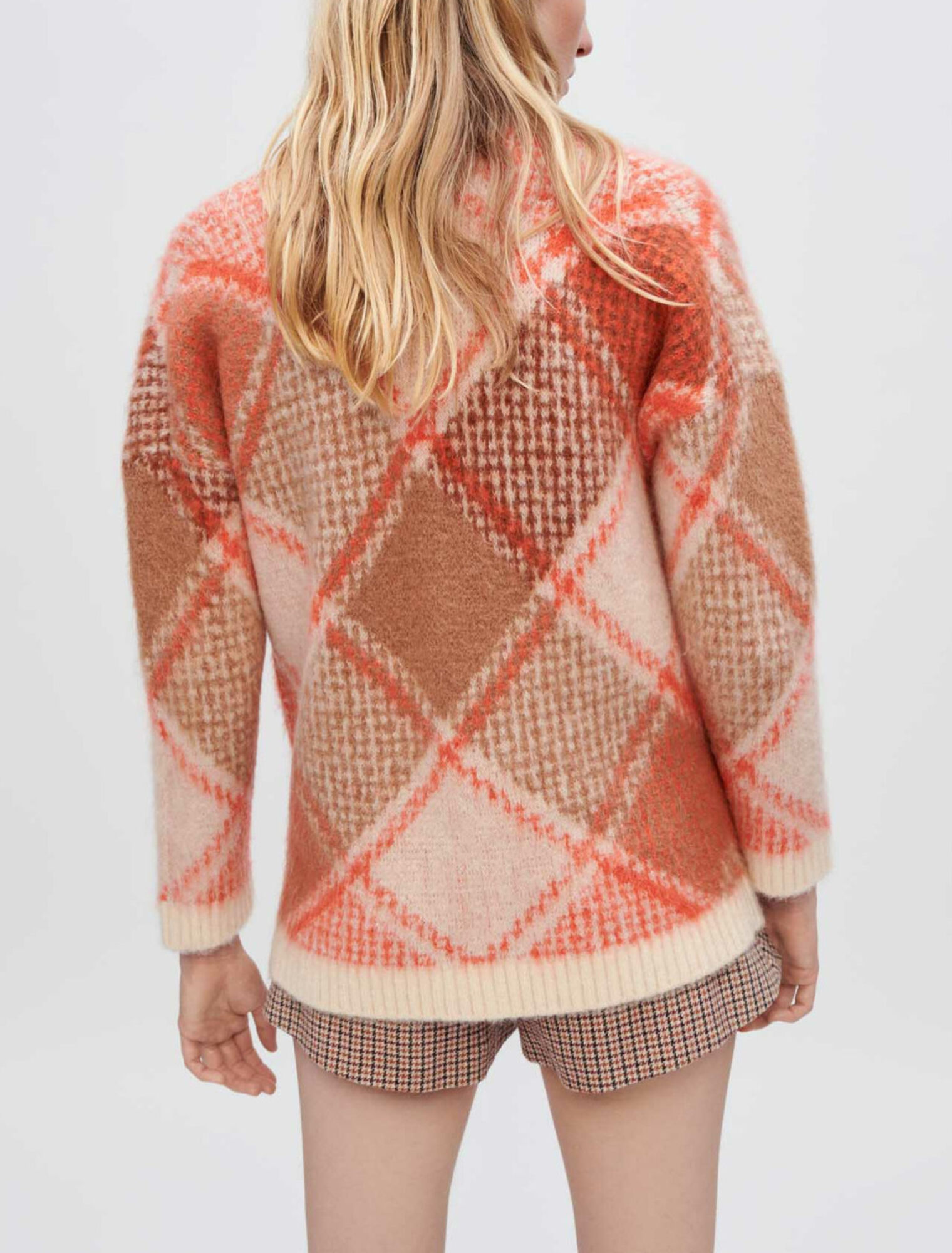 Cardigan jacquard a rombi vaporosi