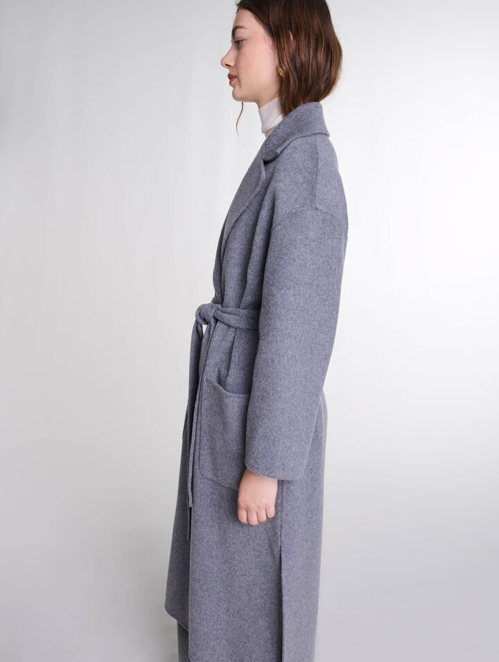 Cappotto lungo cintura double face
