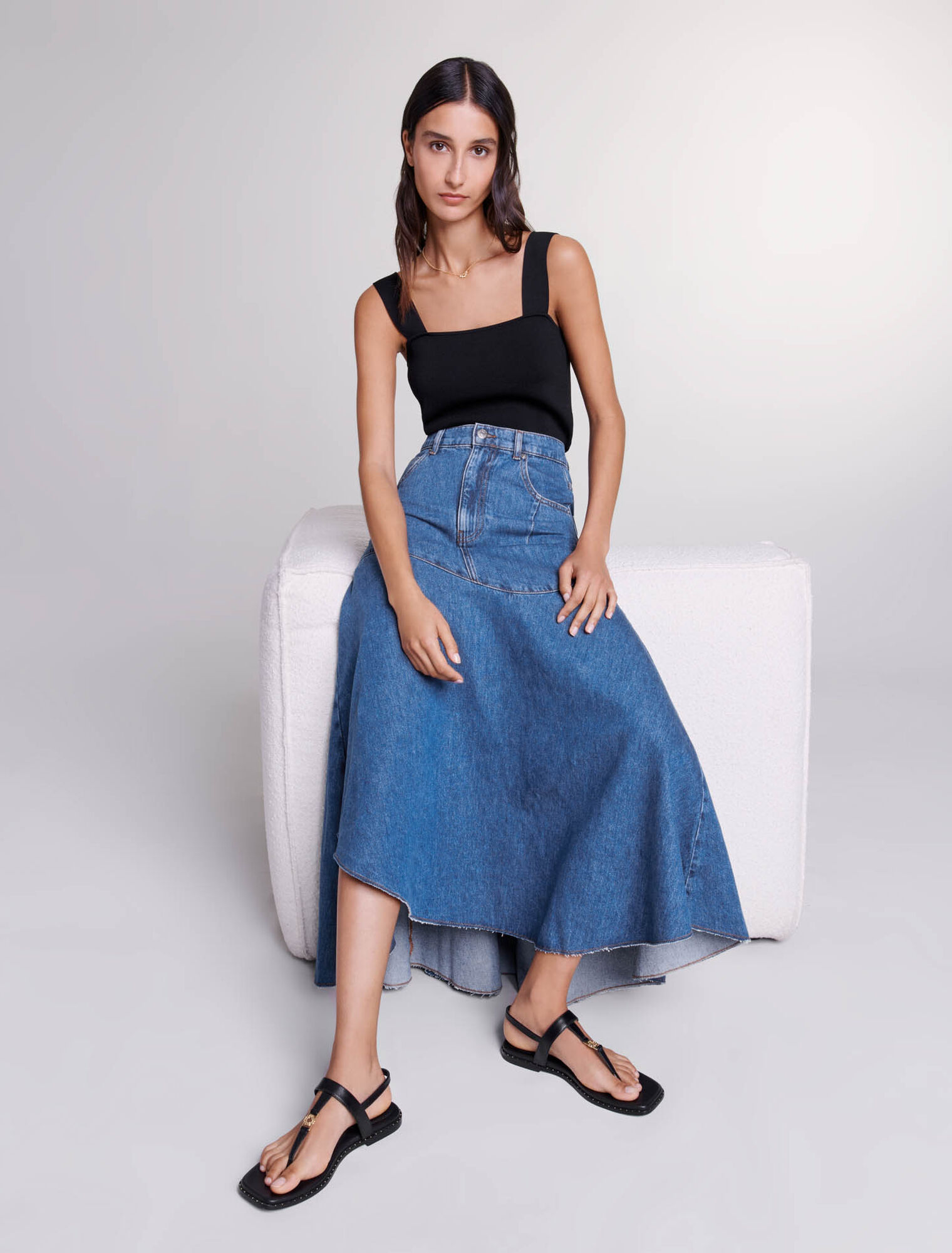 Gonna asimmetrica in denim