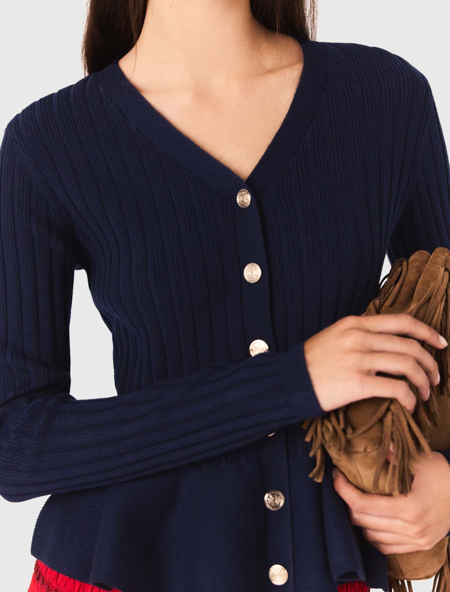 Cardigan con vita peplo