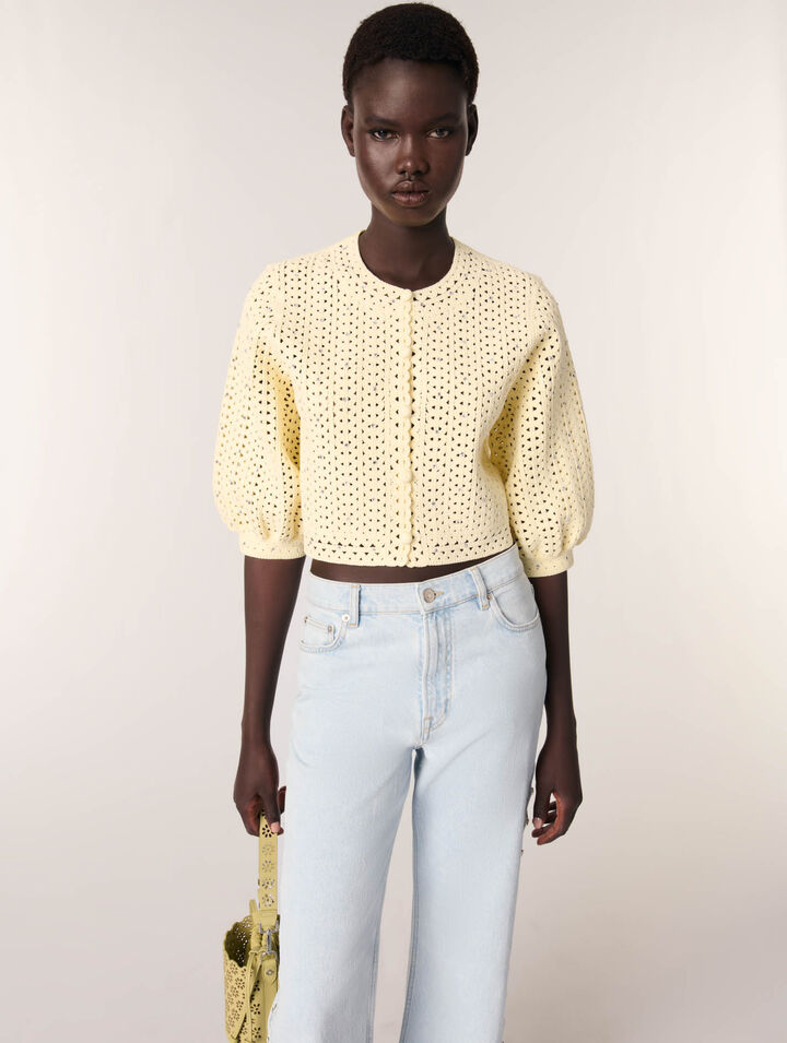 Cardigan corto crochet glitterato