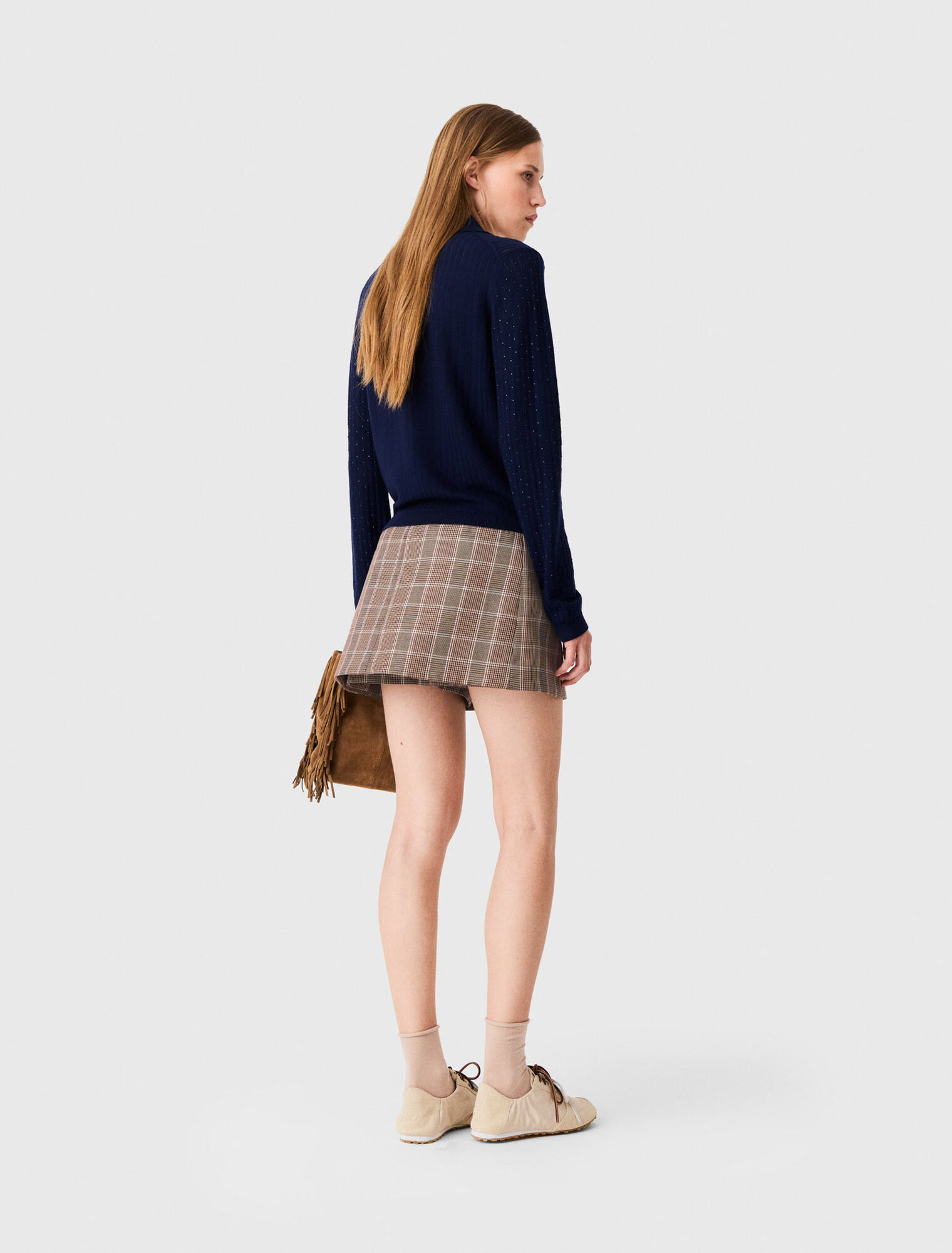 Cardigan con colletto polo strass