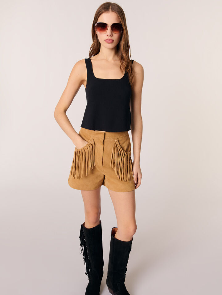 Shorts con frange in nabuk