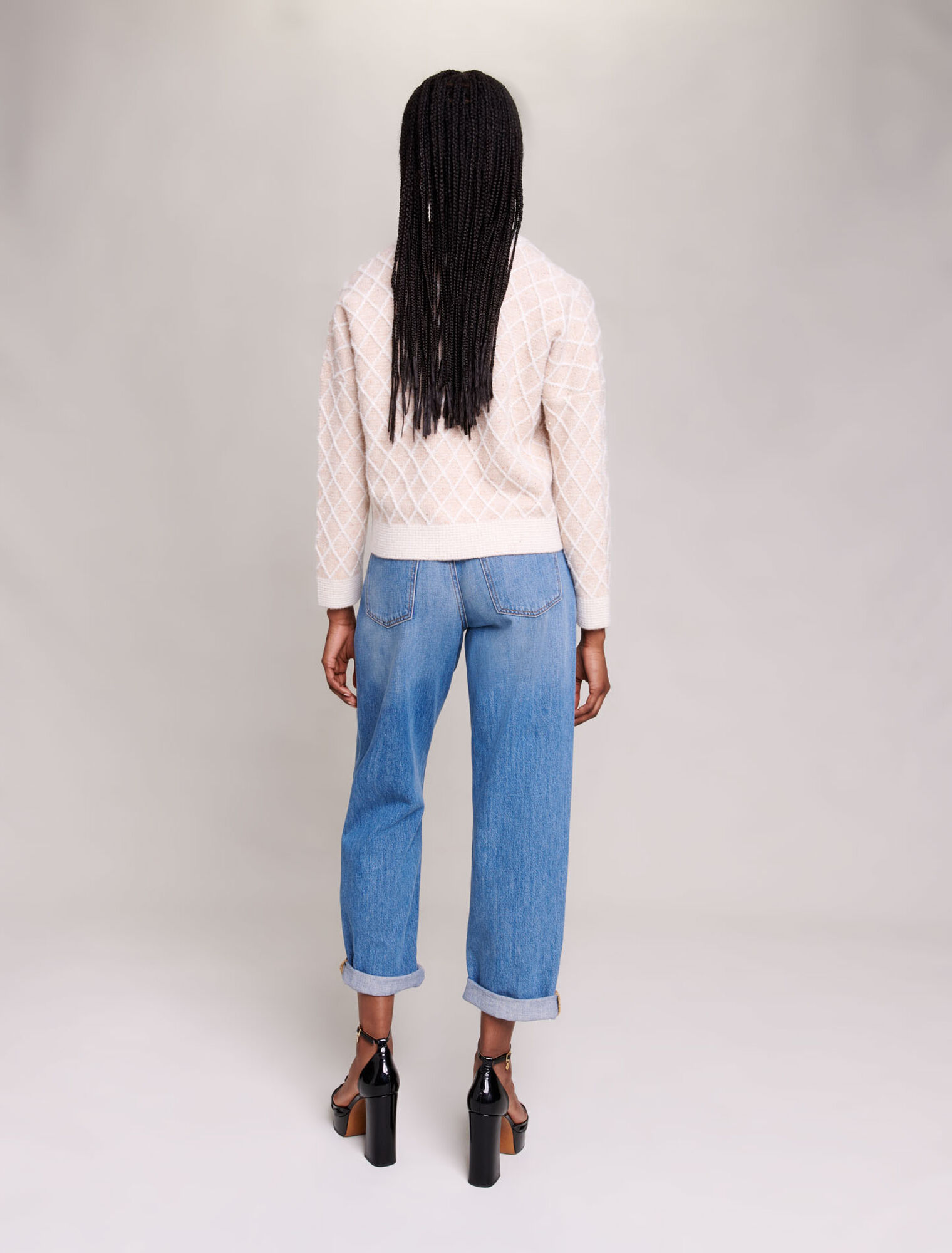 Cardigan in maglia a scacchi