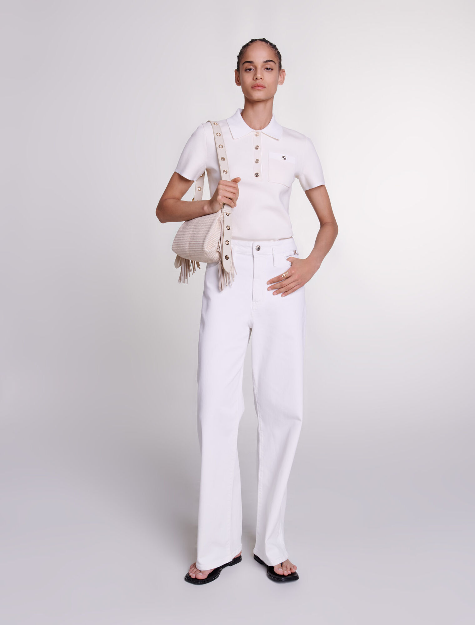 Top in maglia con colletto polo