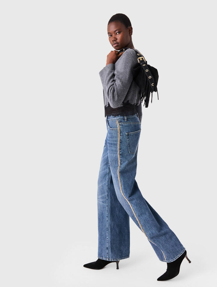 Jeans larghi con catene