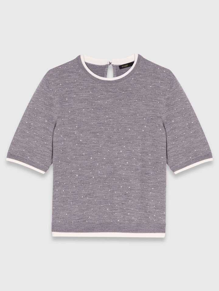 Maglione 100% lana con strass