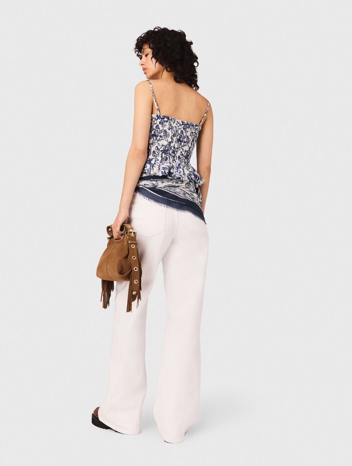 Top a punto smock stampato