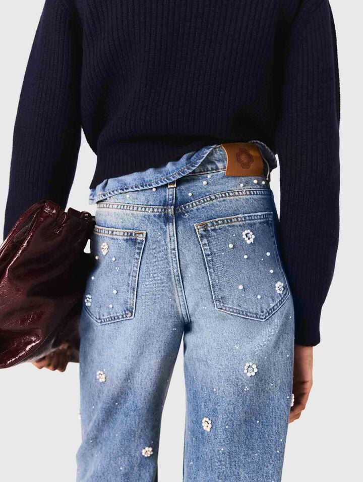 Jeans larghi ricamati