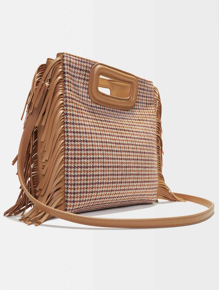 Borsa M in tela con motivi pied-de-poule