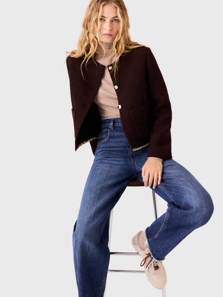Giacca in tweed con profilo catena