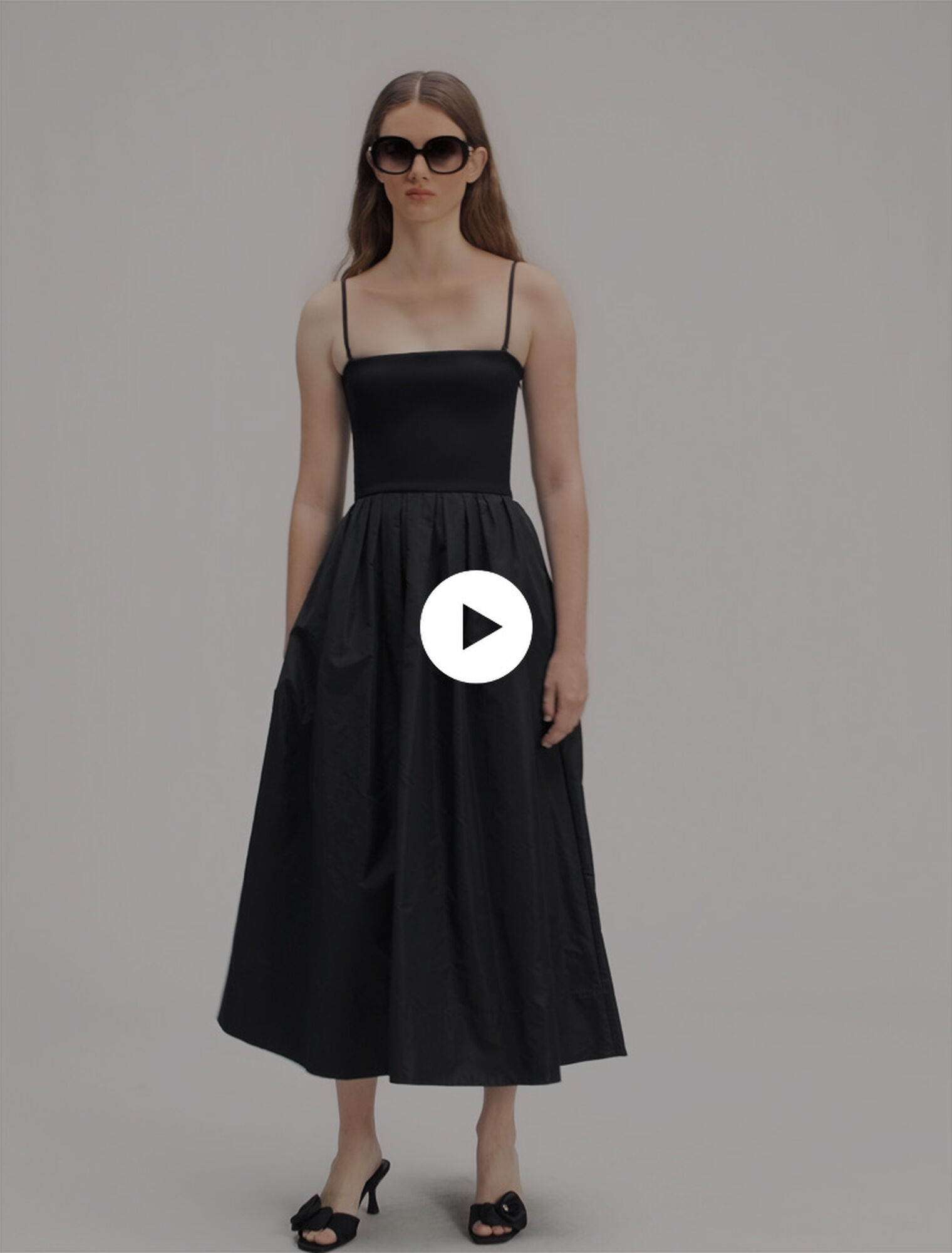 Abito bustier in maglia e taffetà