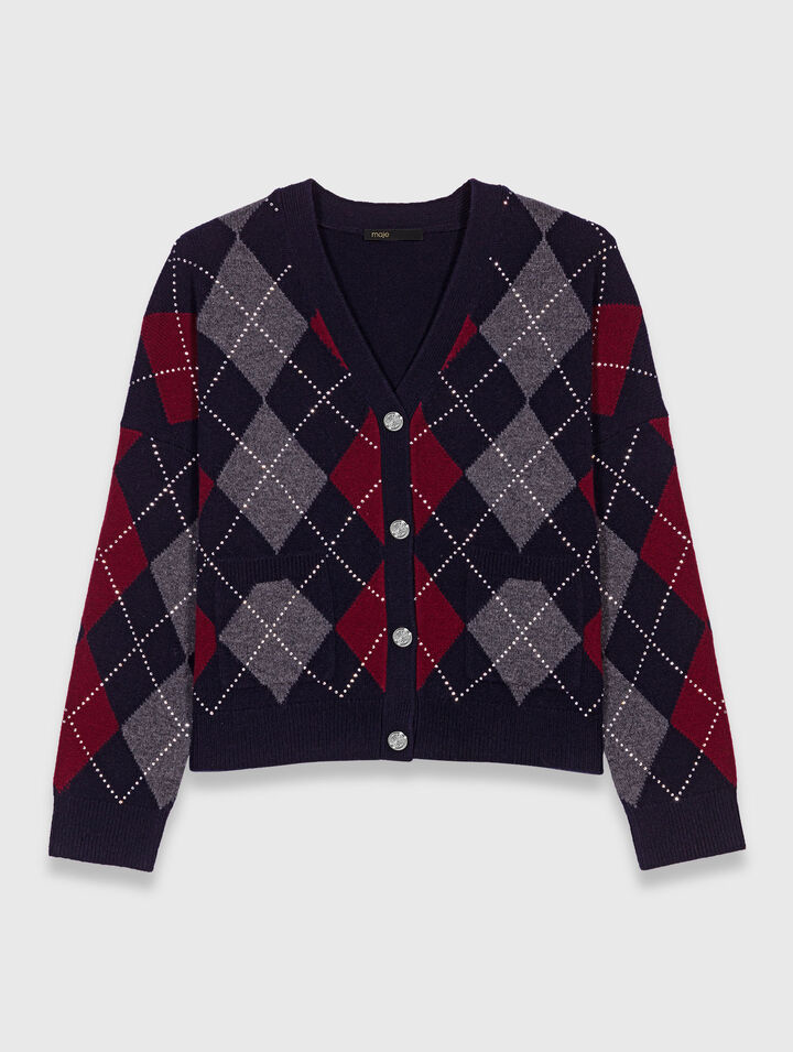 Cardigan corto con motivo argyle