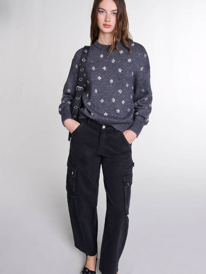 Pullover in maglia a strass