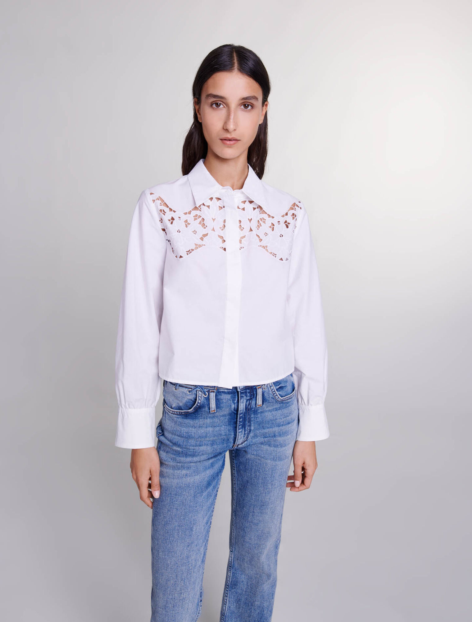 Camicia traforata in cotone