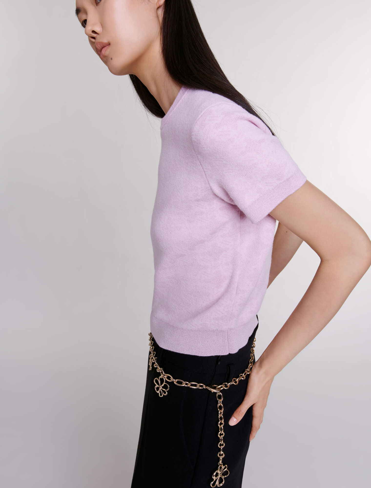 Maglione corto in maglia jacquard