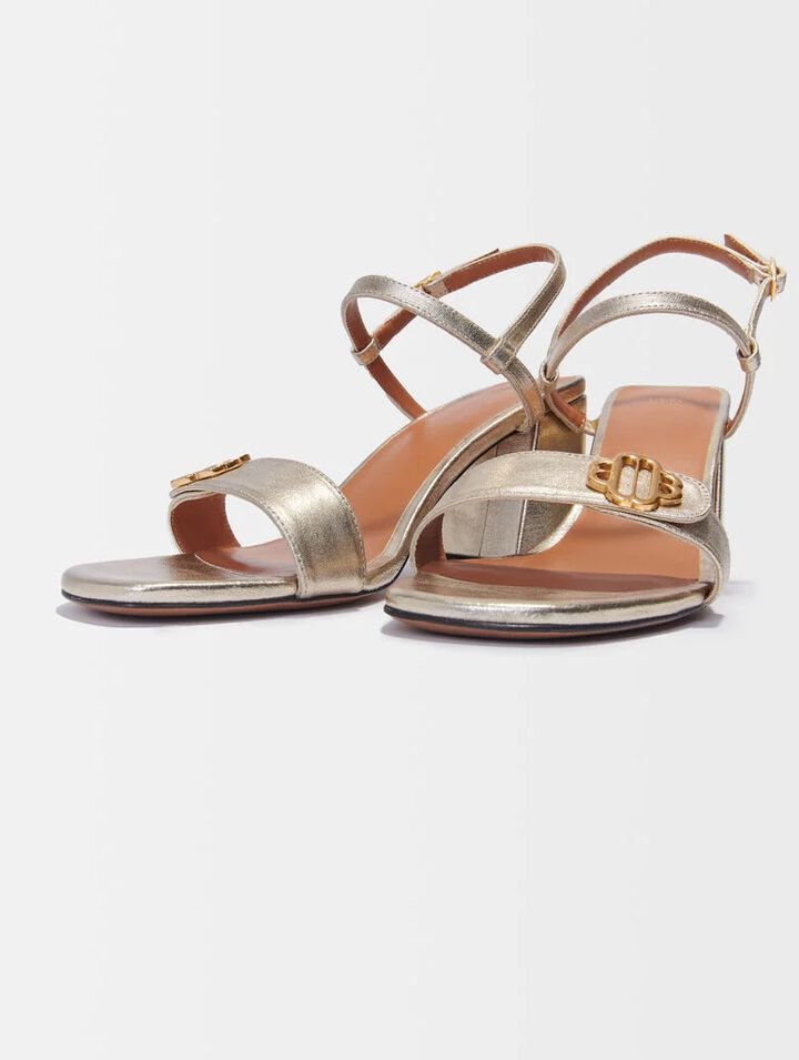 Sandali in pelle metallizzata