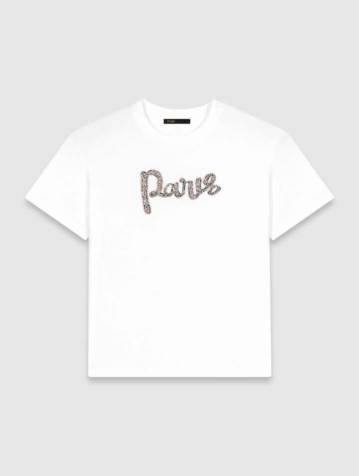 T-shirt Paris con strass