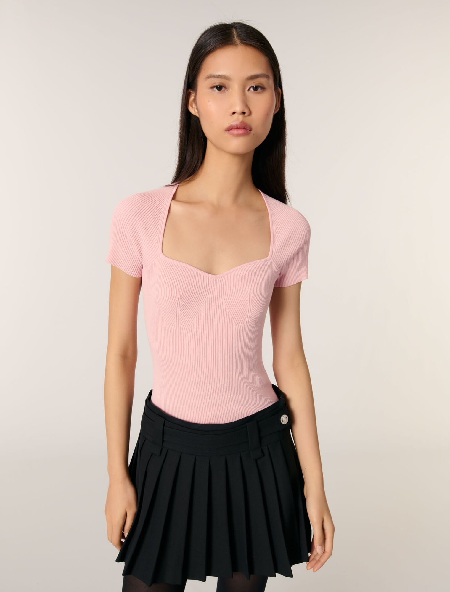 Top in maglia a coste