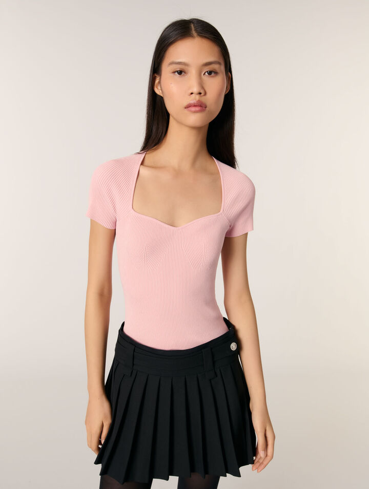 Top in maglia a coste