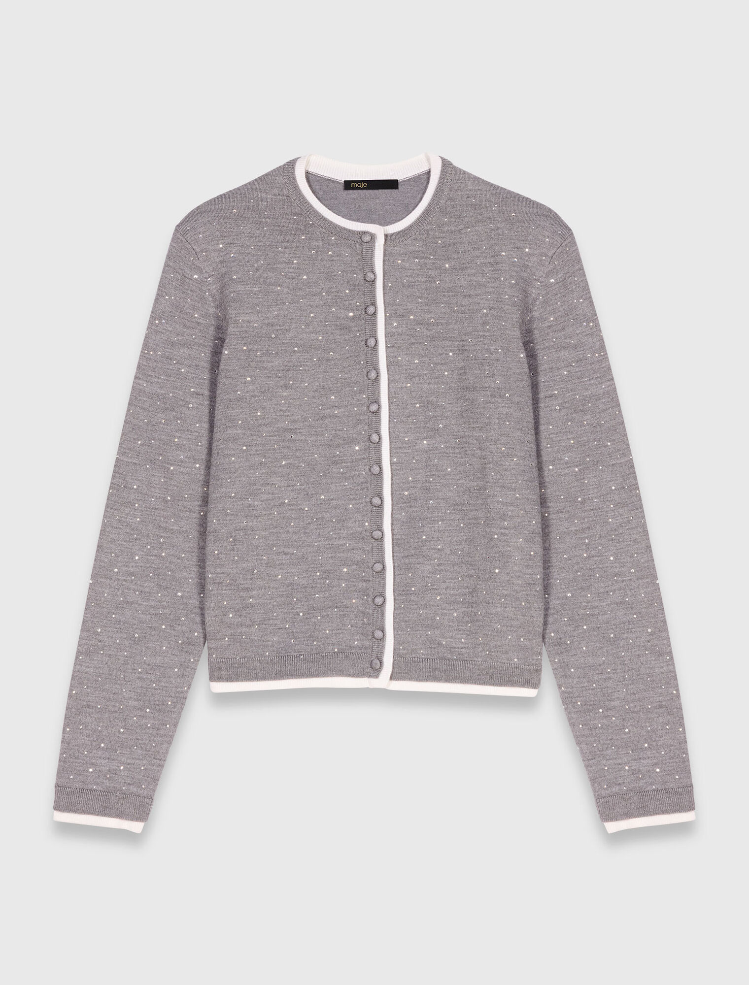 Cardigan 100% lana con strass