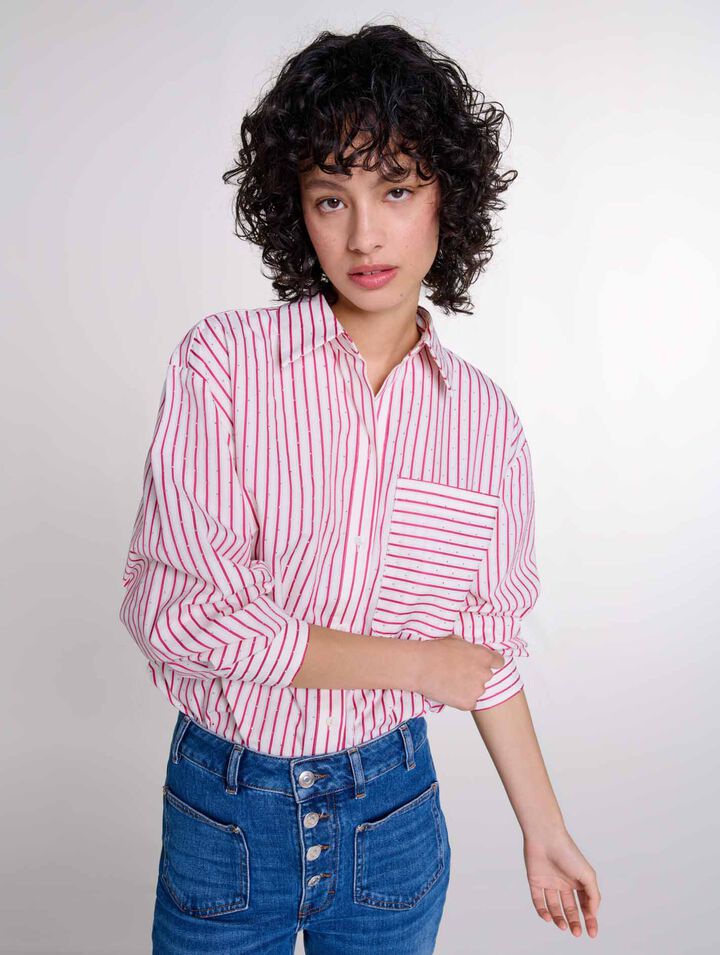 Camicia a righe con strass