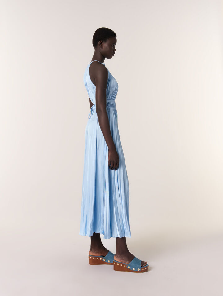Mules con zeppa in denim e borchie