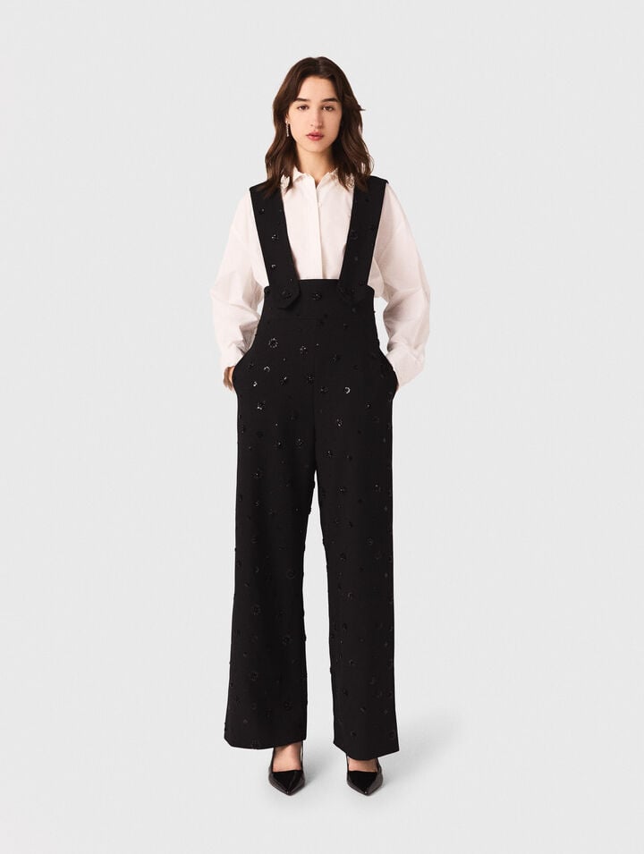 Pantaloni ricamati con bretelle