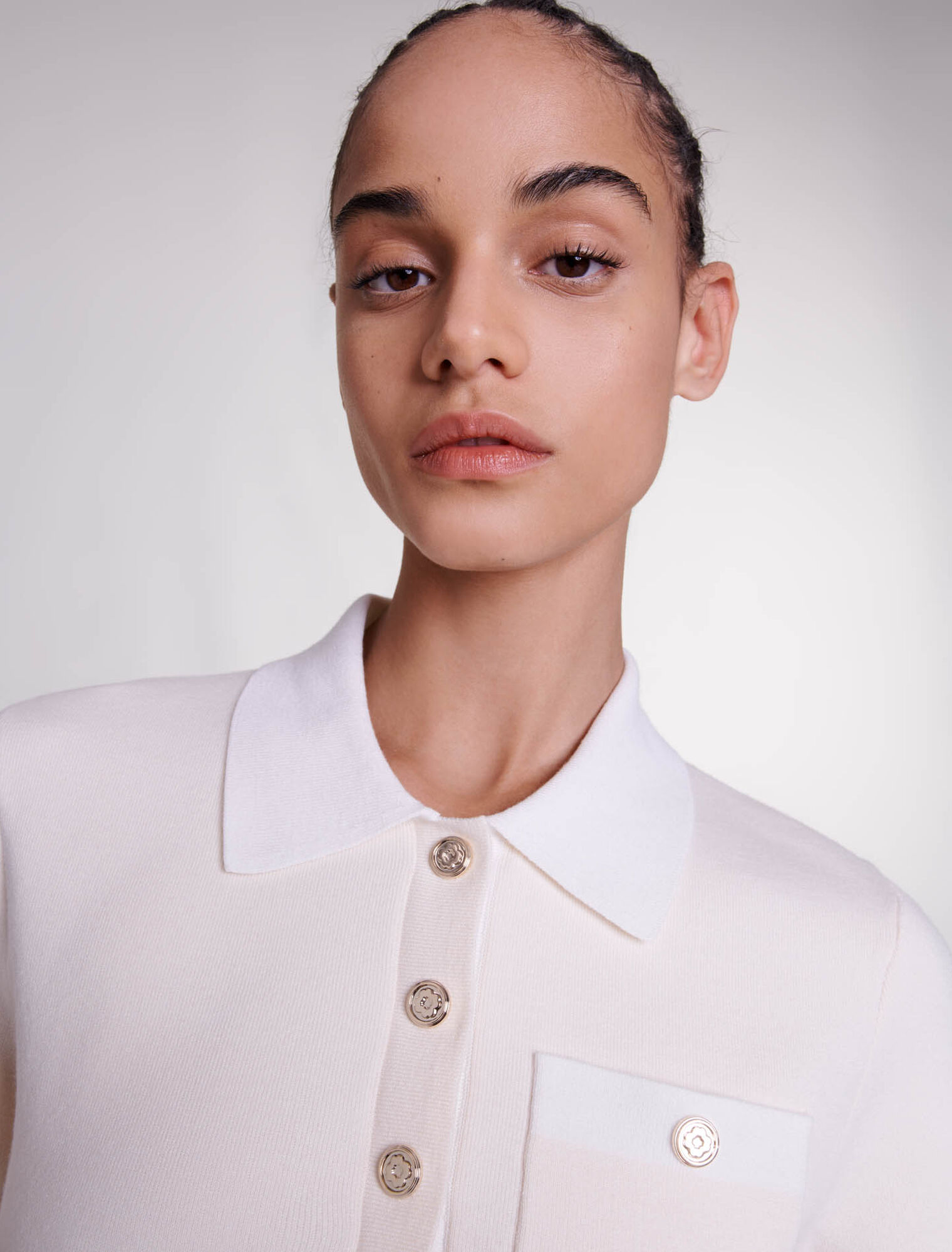 Top in maglia con colletto polo