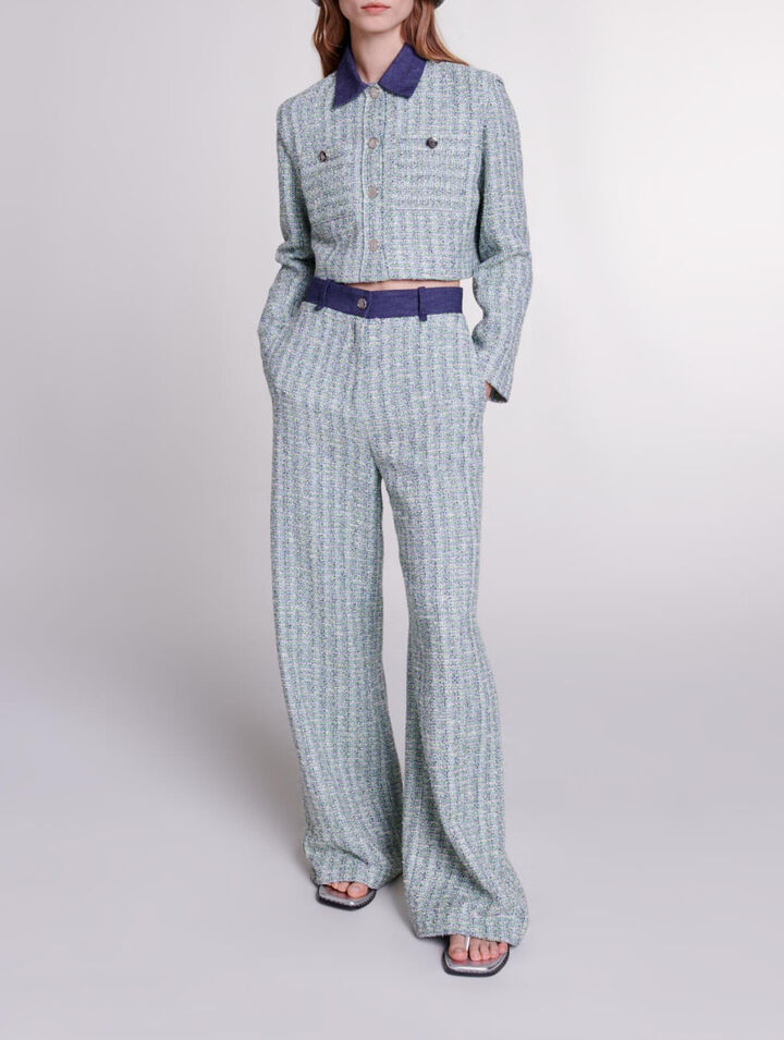 Pantaloni larghi in tweed