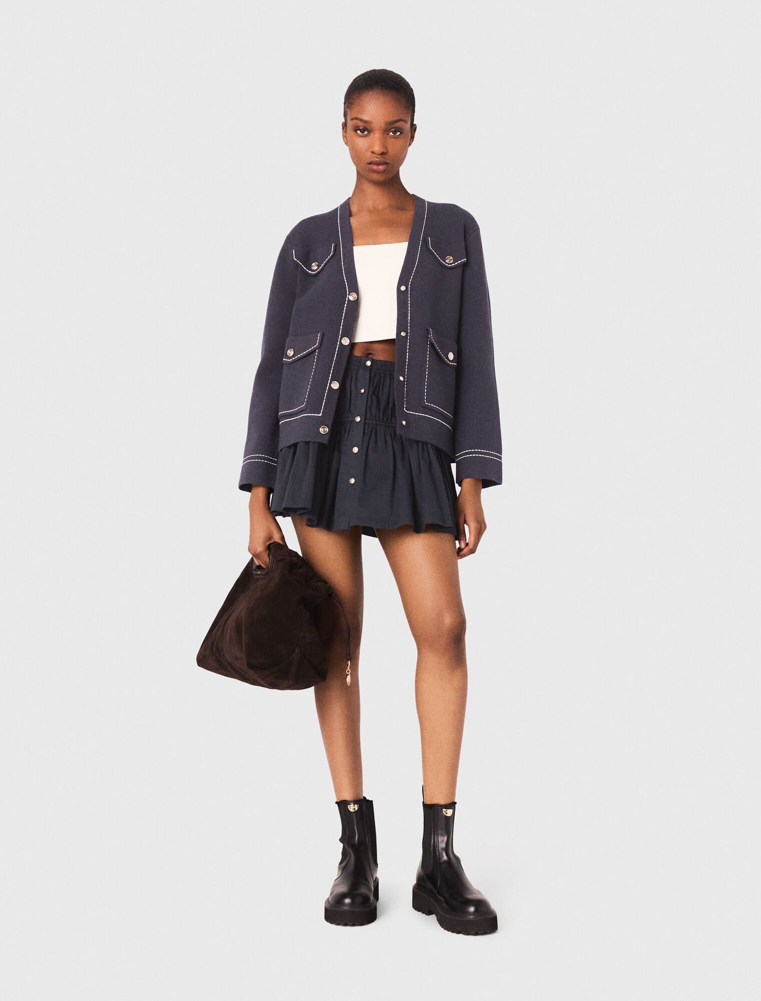 Cardigan lungo in maglia trapuntata
