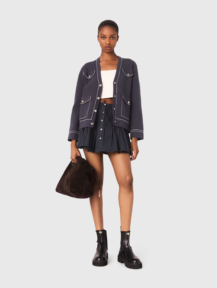 Cardigan lungo in maglia trapuntata