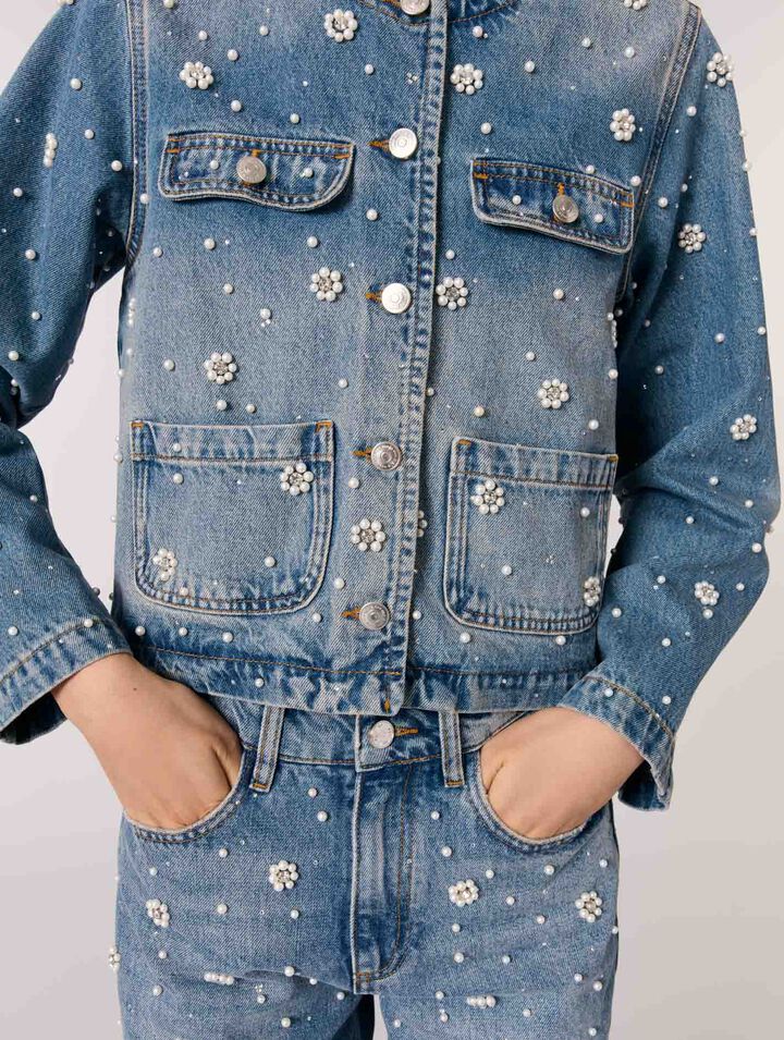 Giacca in denim ricamato